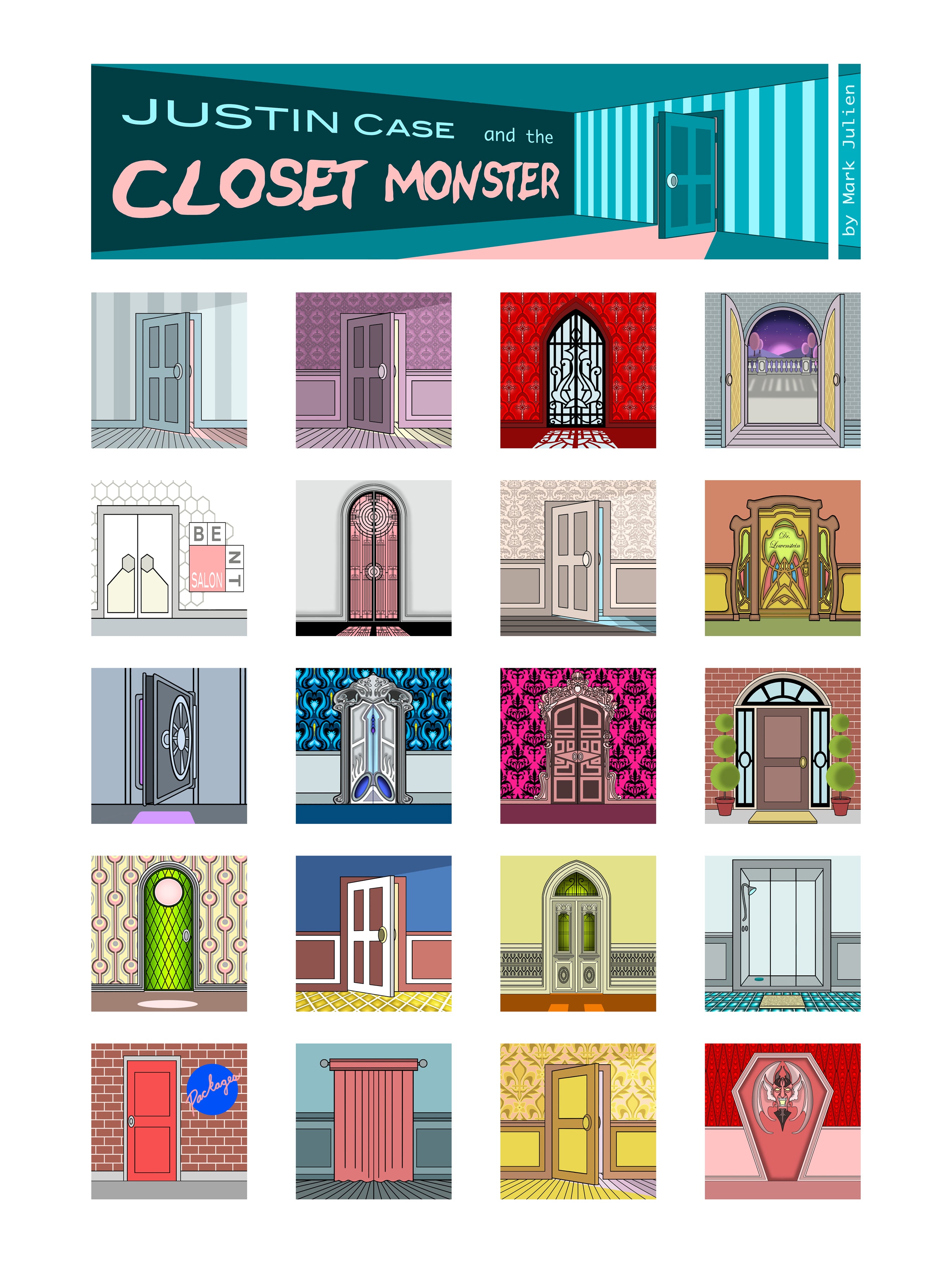 The Doors of Justin Case and the Closet Monster (18x24 inches Poster ...